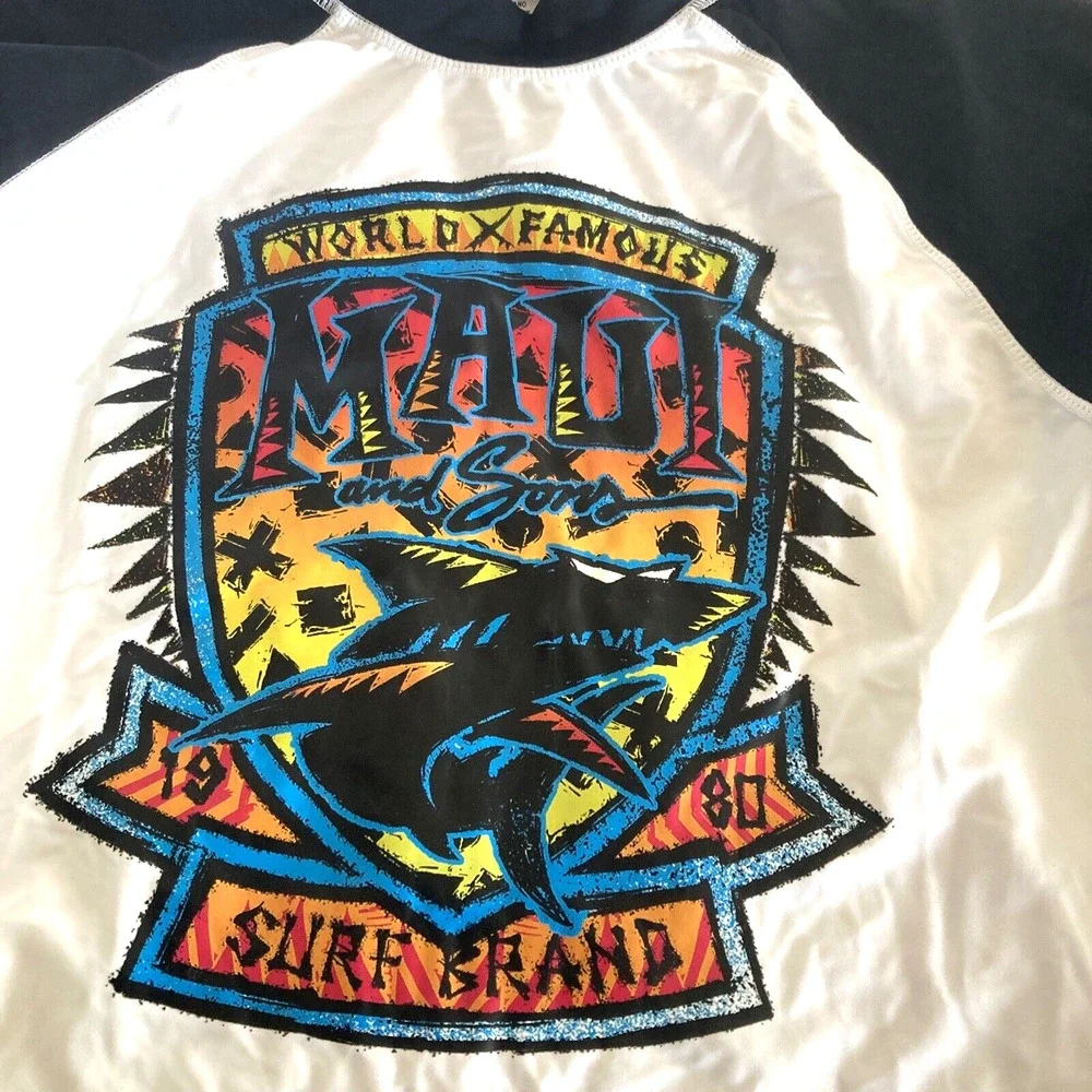 NWT Maui And Sons Swim Shirt M Surf Sun Rash Guard  Raglan UPF 50 SharkTribal